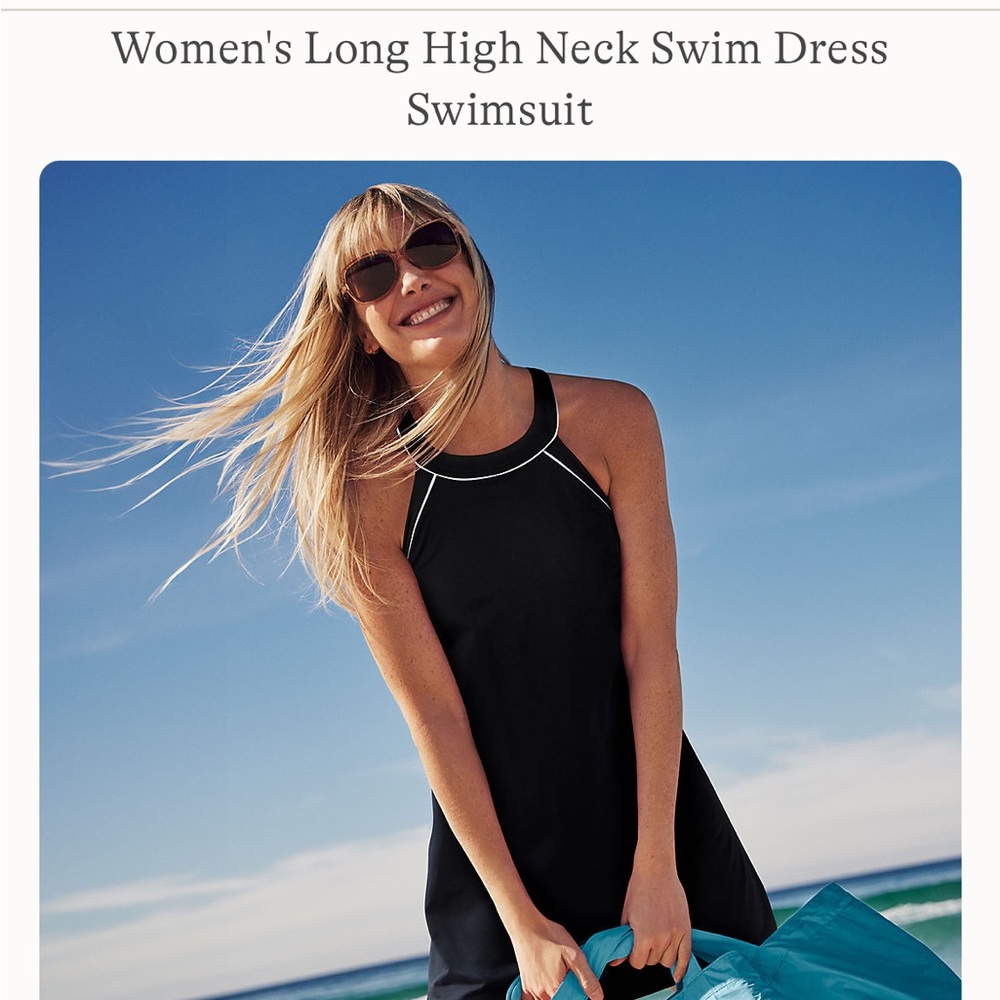 Lands' End Black One Piece Swimwear High Neck